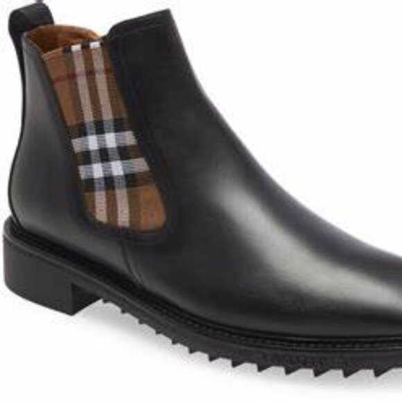 Burberry Men's Allostock Leather Chelsea Boots Black/Birch Eu 45 - Picture 1 of 8